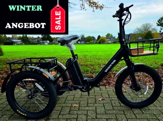 Elektro Dreirad Zemto-Mover T1, 720 WH, Mittelmotor schwarz-matt + gratis Tasche